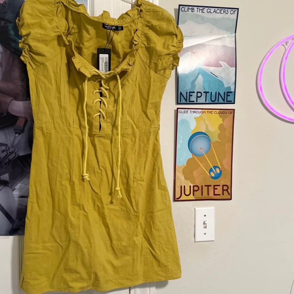 Nasty Gal Lime Yellow Corset Front Mini Dress - NWT (US 10)